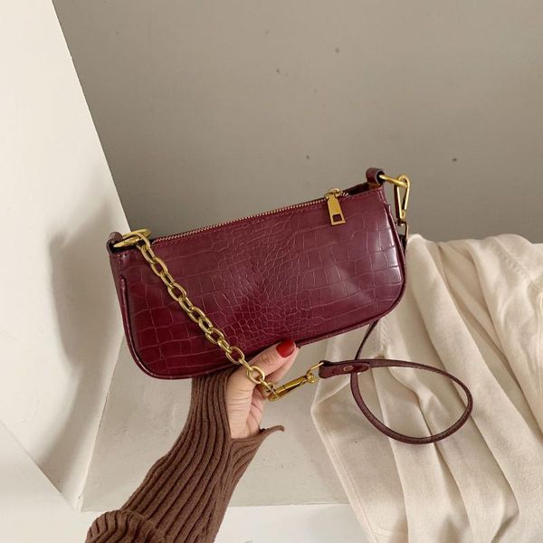 

retro alligator skin pattern baguette bag pu leather mini shoulder bags 2020 fashion small female handbags