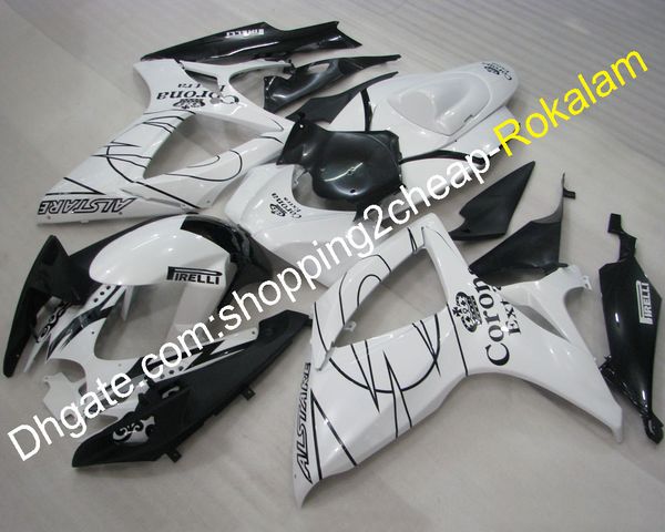 Carene K6 bianche nere per parti Suzuki GSXR600 GSXR750 2006 2007 Kit carenatura per carrozzeria sportiva (stampaggio ad iniezione)