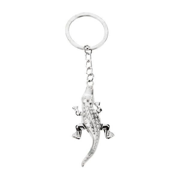 

metal crocodile figurine pendant keychain, silver