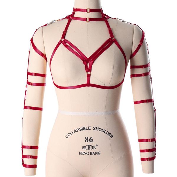 

body harness bra belt lingerie punk pastel gothic strap fashion arm belts cage plus size chest suspender party rave, Black;white