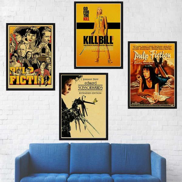 

classic movie the godfather/pulp fiction/fight club/kill bill/leon/inglourious basterds poster wall art kraft paper painting
