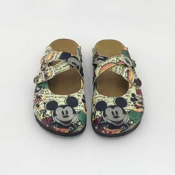 

mouse pattern chevron slippers, Black