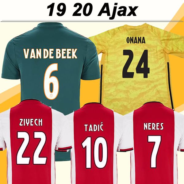 

2019 2020 ajax ziyech tadic mens soccer jerseys neres de ligt dolberg home red away football shirts new huntelaar de jong short uniforms, Black;yellow