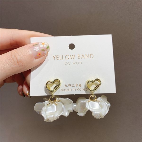 

dangle & chandelier product listing super fairy holiday style white petals women earrings korean retro creative temperament simple, Silver