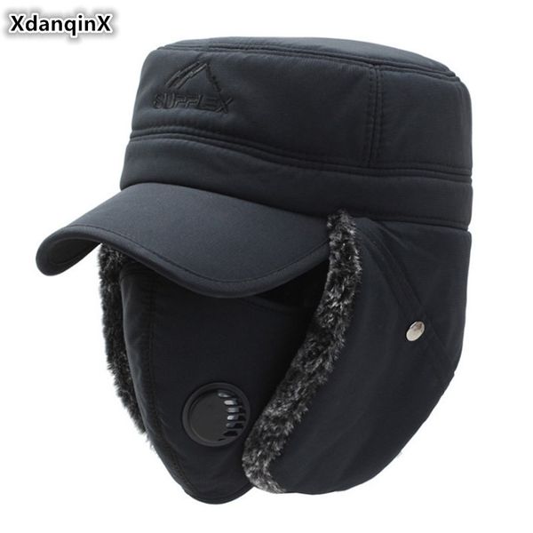 

xdanqinx 2019 зима новый стиль мужские bomber шляпы earmuffs cap thicker plus velvet теплый женские поддавайтесь лыжи caps унисекса y200110, Blue;gray