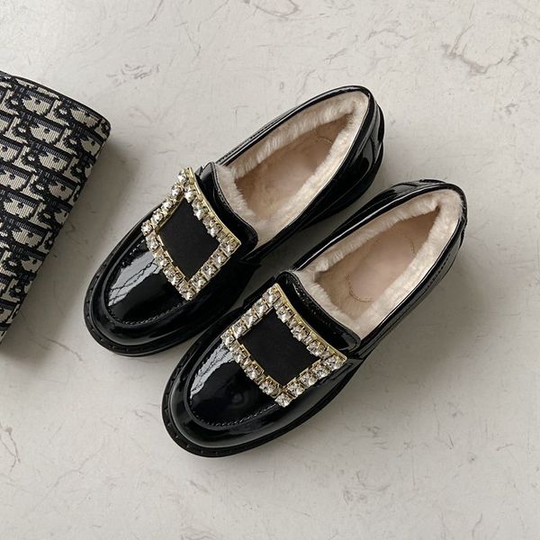 

flat shoes woman crystal loafers women leather ladies shoes tide sapato feminino casual buty damskie fashion zapatos de mujer, Black