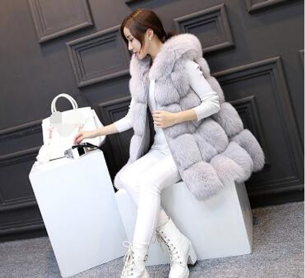 

vetement women's winter 2019 vetement overcoat artificial fur coat fur femme jacket with cap casual fluffy outwear ar86, Black