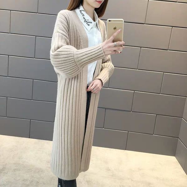 

длина кардиган фонарики рукав вязание свитер женщина сыпучие пальто befree harajuku манто femme hiver truien dames свитер, White