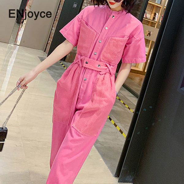

2020 new summer women high waist short sleeve cotton overalls female casual vintage rose red tracksuit lounge wear jumpsuit, Black;white