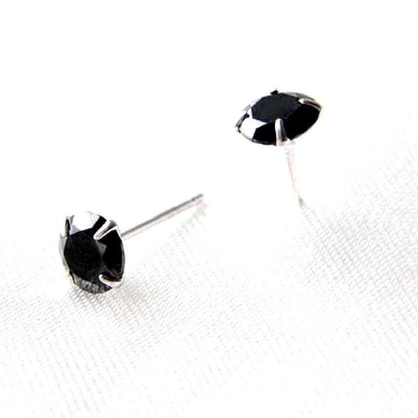 

qingmos fashion classic 5mm black earrings for women with zircon four sterling silver s925 stud earring jewelry 687, Golden;silver