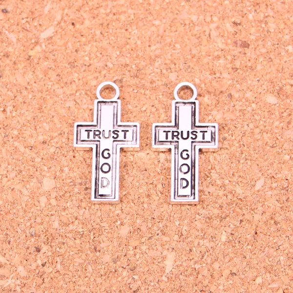 88pcs Charms croce fiducia dio pendenti placcati argento antico che fanno gioielli in argento tibetano fatti a mano fai da te 24 * 13mm