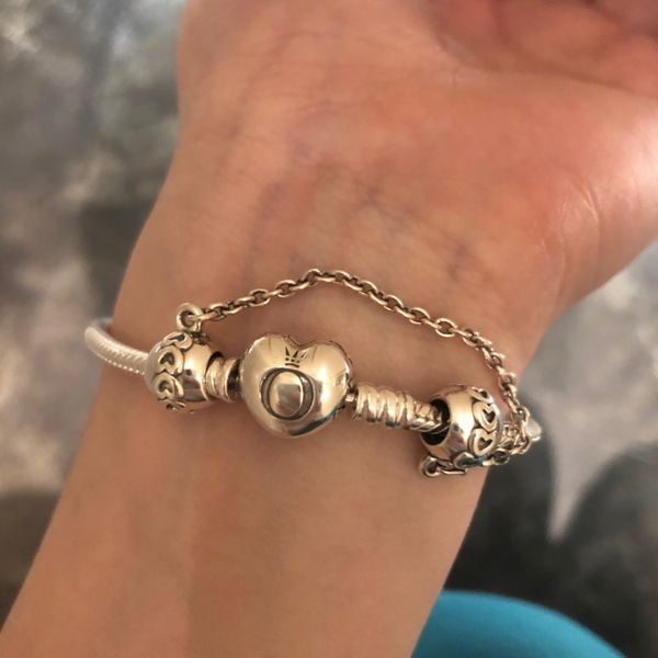 

модные оптовые дизайнерские ювелирные наборы оригинальные 925 шарм бусины пандора браслет женщины шарм браслеты свадебные подарки, Golden;silver