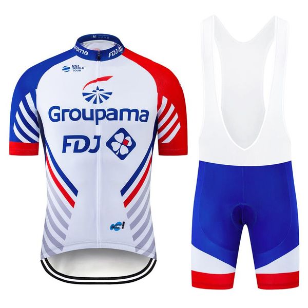 

2020 groupama fdj team cycling jersey set bike clothes shorts sleeves bicycle cycling clothing bike suit bib shorts bib gel pad, Black;blue