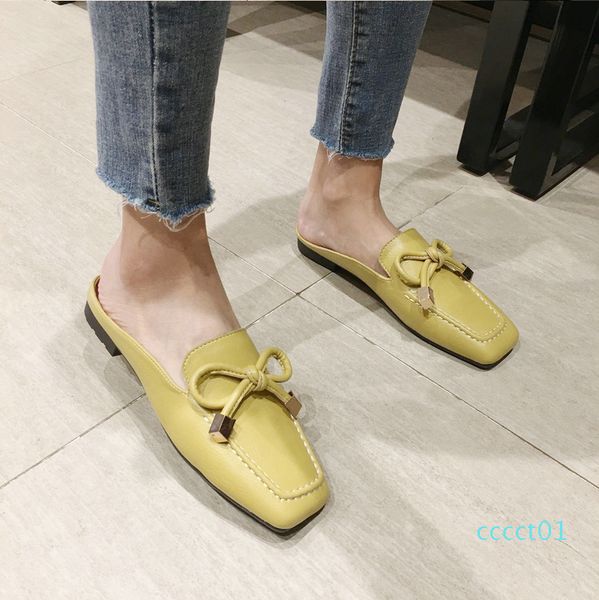 

baotou half slippers women wear fashion 2020 new summer net red sandals wild flat mules shoes women, Black