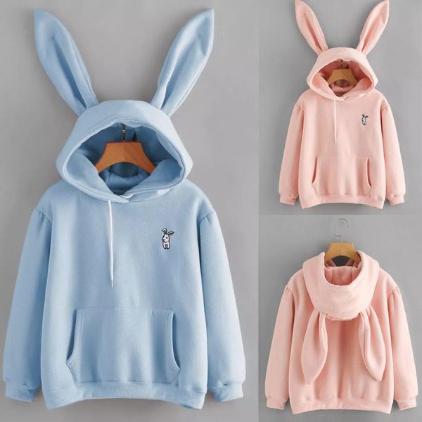 

harajuku sweatshirts women long sleeve embroidered sweatshirt autumn fleece pullover lovely ears fleece #l5, Black