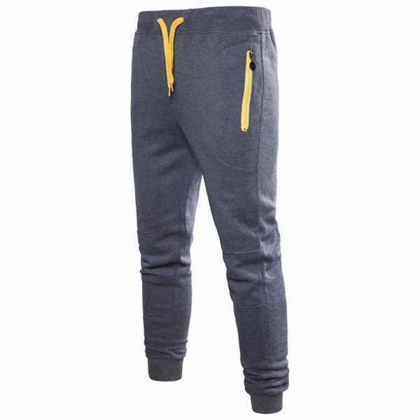 

mens trousers joggers sweatpants ankle-length pants casual solid mens trousers zipper pockets male pants loose drawstring, Black