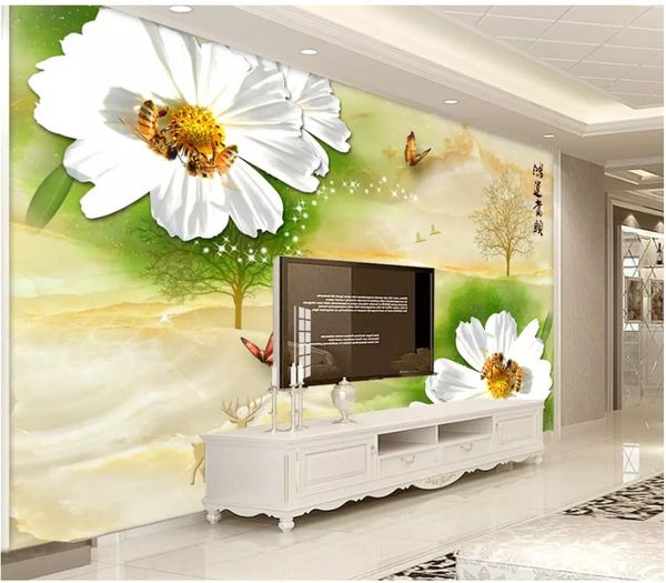 

custom large-scale mural 3d p wallpaper fortune 3d marble flower tv sofa background wall paper for walls 3d papel de parede