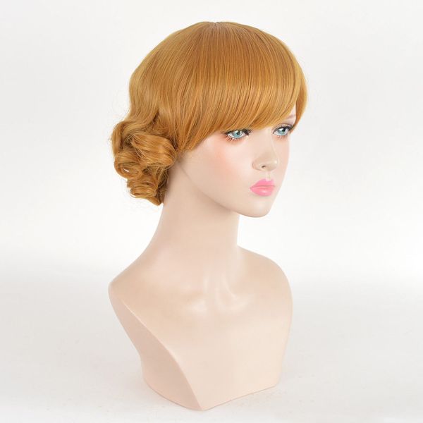 New Hot Fashion Gold Brown Elegant Short Yellow Hair Messy