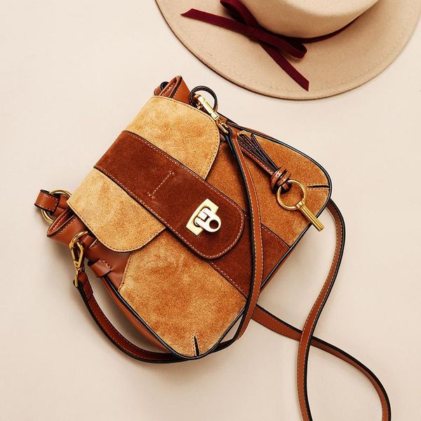 

belle2019 leather genuine bag about single shoulder satchel lock catch matting woman saddle multipurpose ma'am package