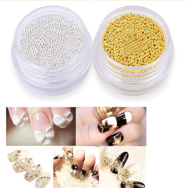 

3d mini nail beads 0.4/0.6mm gold silver caviar metal accessoire ongle nail art decorations, Silver;gold