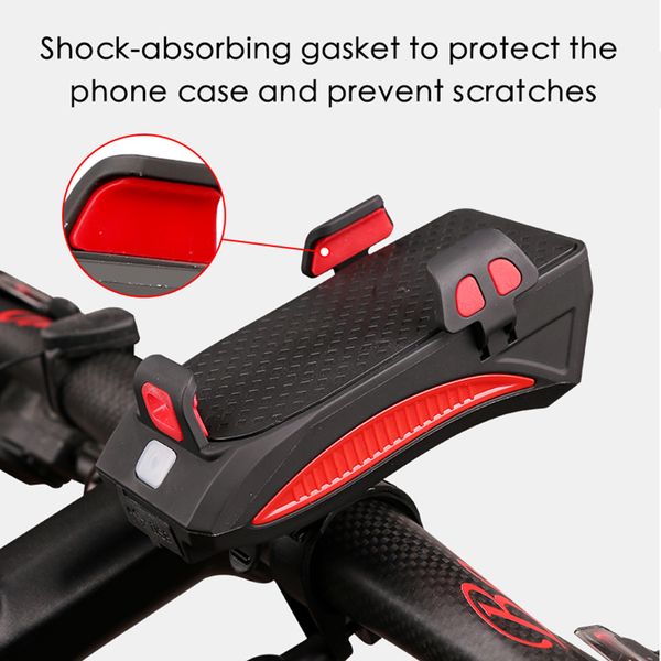 

led bike lights bike horn function and phone holder new fashion multifunctional phone mount holder 3 in 1 rechargeable
