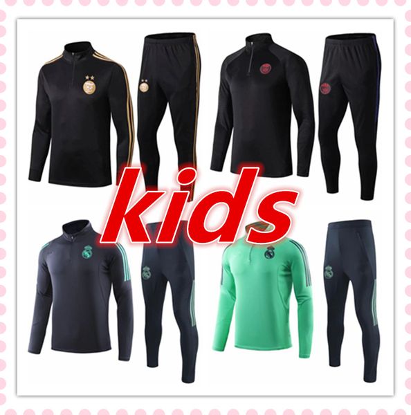 

2019 2020 algerie real madrid ajax kids soccer tracksuit kits 19 20 kid survÃªtement de football training suit jogging chandal futbol, Black;yellow