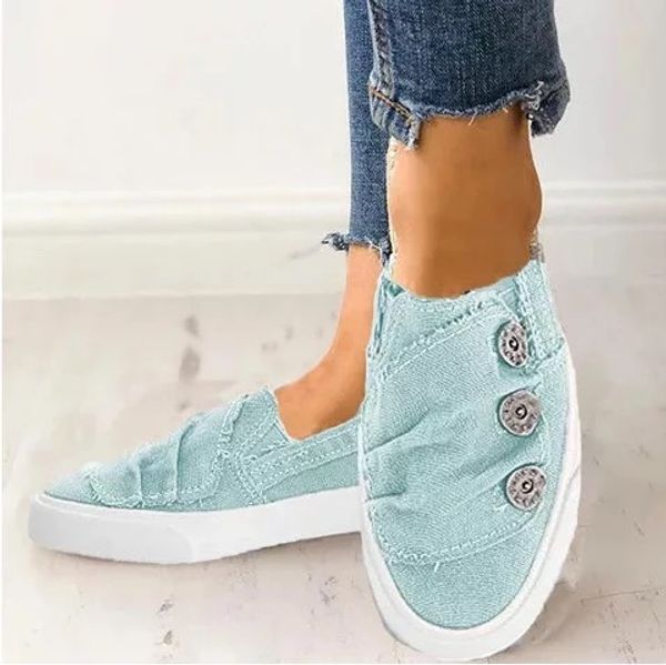 

Drop hipping button flat hoe new arrival women button lip on hoe denim flat for ladie large ize34 43 3color