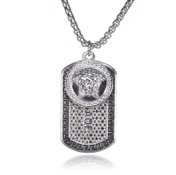 

european and american necklace hiphop necklace tide personality military brand hip hop pendant net red titanium steel necklace wy722, Silver