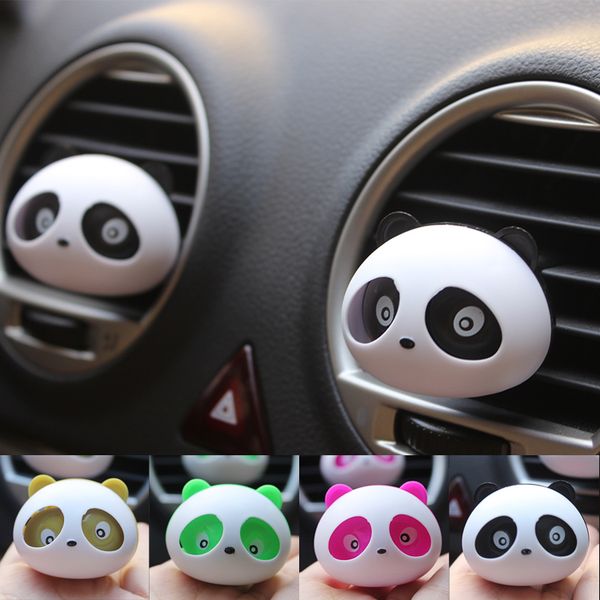

4 pieces car-styling interior accessories cute panda moving eyes car perfumes solid air freshener conditioning vent flavoring