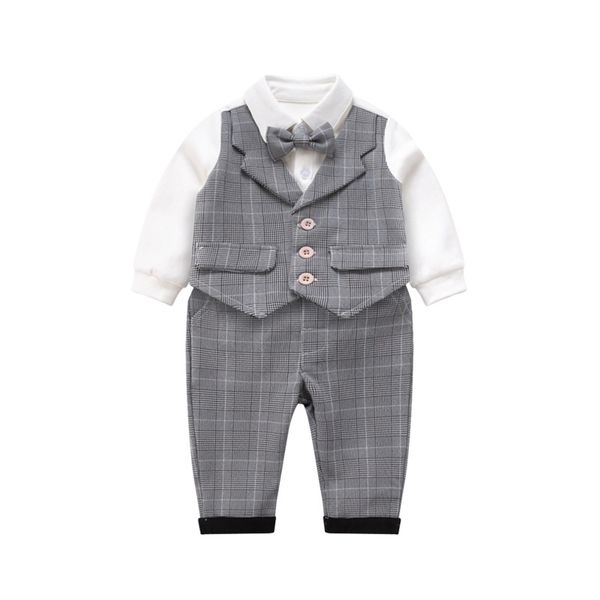 

baby clothes leotard spring new gentleman suit cotton comfortable romper climbing clothes newborn a generation of fat, Blue
