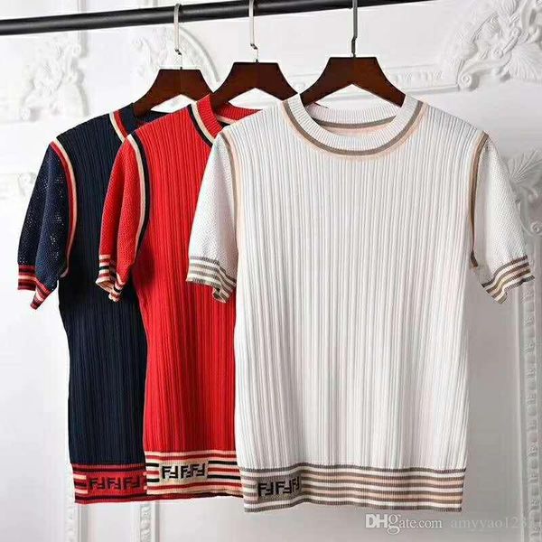 

620 2019 лето бесплатная доставка круглый вырез письмо короткий рукав пуловер письмо мода выпускной женский свитер luxuy qian, White