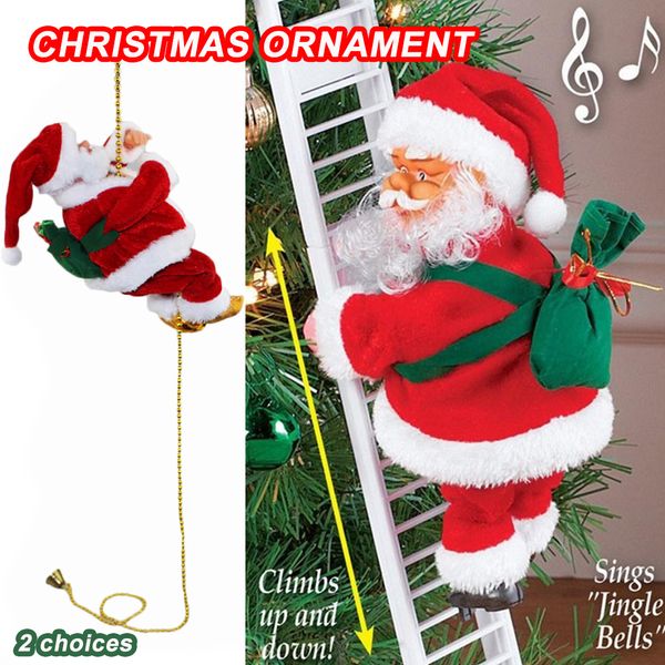 

electric climb ladder santa claus lovely christmas hanging decor xmas tree ornaments kids new year navidad toy gift 2019 3