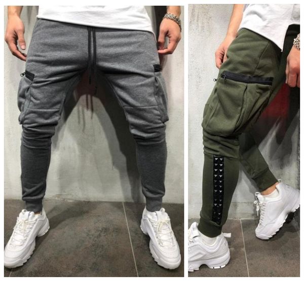 

men skinny pencil pants drawstring jogging trousers with pocket hip hop streetwear causal sweatpants man slim pant army green, Black