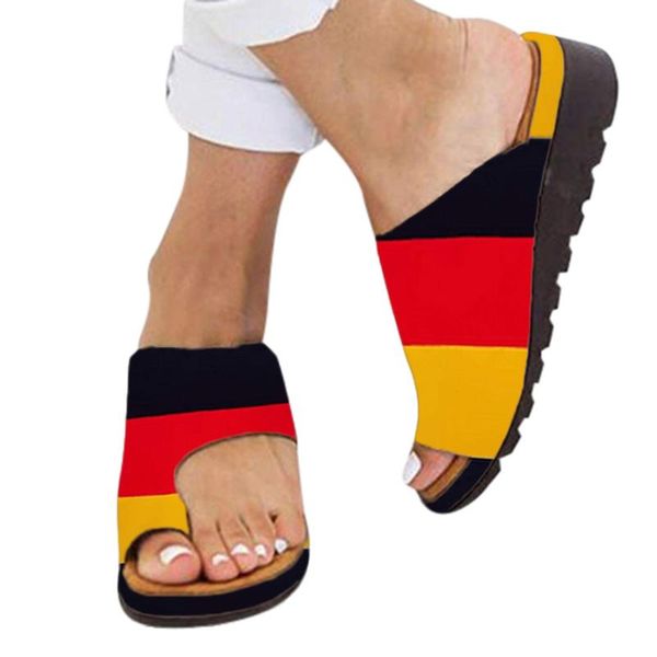 

women comfy plain shoes flat platform ladies casual big toe foot correction sandals orthopedic bunion corrector flip flop 7j10, Black