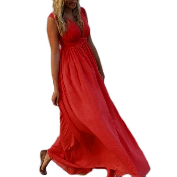 

2018 dress female new fashion women deep v-neck sleeveless chiffon vest beach long dress vestidos robe, Black;gray