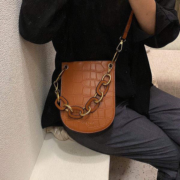 

simple alligator saddle bag for women chain messenger bags ladies design letter shoulder bags fashion handbags