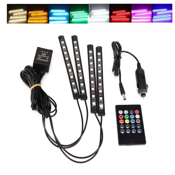 

car suv light interior atmosphere panel neon lamp 9 led with remote controller