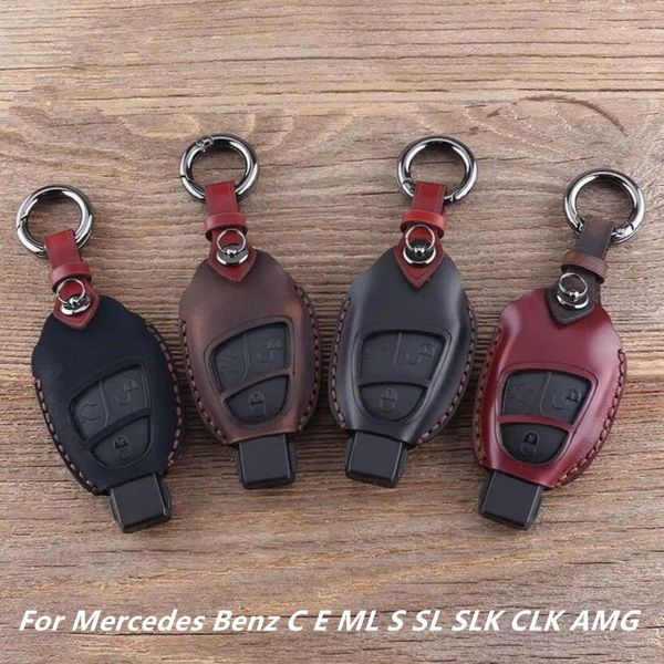 

1pcs 3 buttons genuine leather car key case cover for c e ml s sl slk clk amg