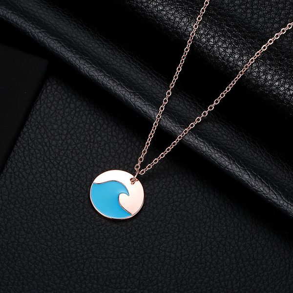 

necklaces simple jewelry womans geometric blue sea wave necklace ladies pendant chain lovers trendy korean zinc alloy collares, Silver