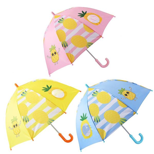 

cartoon beautiful sunny pineapple children umbrella kids boys girls long straight handle umbrellas rain cover gift fun