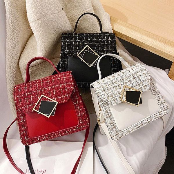 

женская сплошной цвет большой емкости шерсть сумка сумка женщины повседневная мода плечевой ремень женские сумки