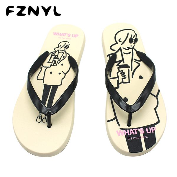 

fznyl женщина вьетнамка летнего открытая круглый toe тапочки дом мягкие и удобное покрытие плоского слайдов пляж t-привязанная обувь, Black