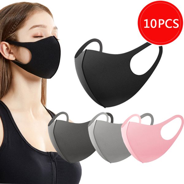 

10pcs washable elastic earloop breathing face mask cycling environmental mouth mask respirator fashion black mask