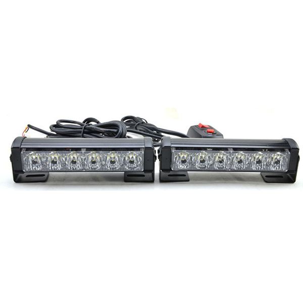 

2pcs 6 led car warning 2 in 1 strobe 12w adjustable angle hazard emergency flash beacon bar
