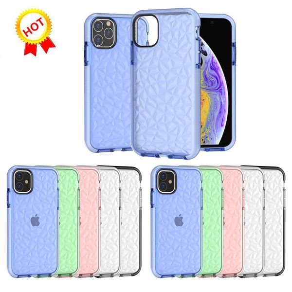 

tpu transparent ultra-thin diamond texture case for iphone 11 6 7 8 xs xr max samsung s10 clear tpu case shockproof back cover