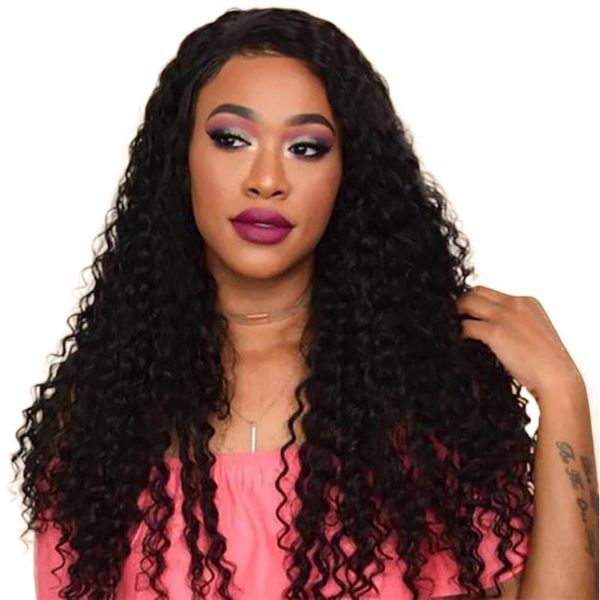 

kun human hair wig lace front wigs brazilian human hair kinky curly with preplucked natural hairline, Black;brown