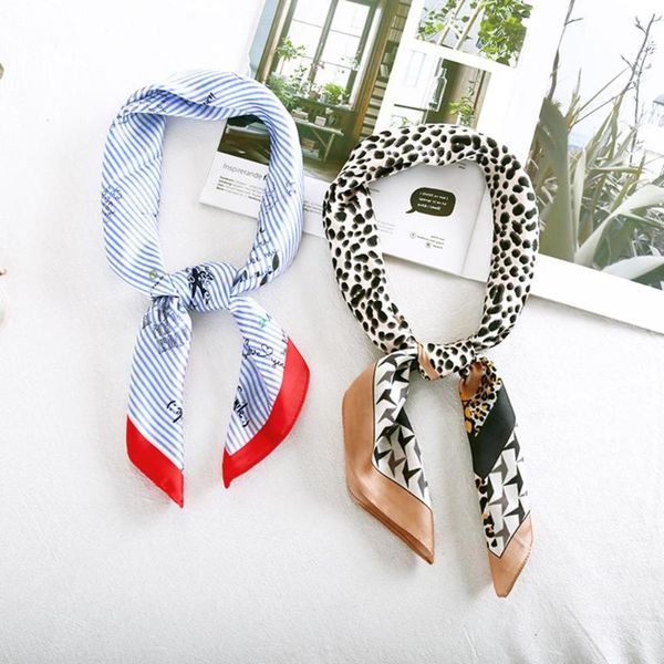 

women korean style l waiter flight attendants business print square imitate silk scarf 70x70cm female elegant scarf, Blue;gray