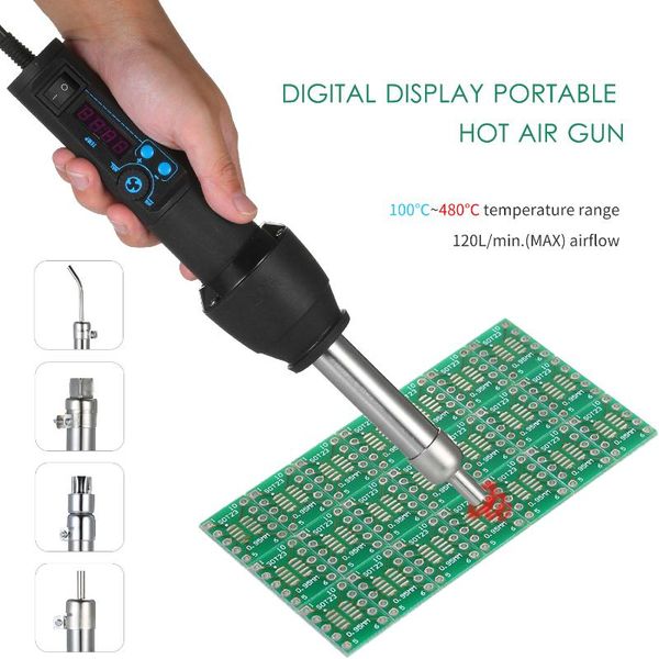 

15pcs 110v/220v digital display portable air gun heat gun handheld heat blower air heater tool soldering assist