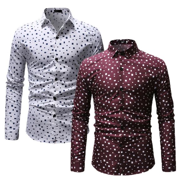 

2019 new style fashion men's formal shirt long sleeve designer business square luxury shirts regular fit, White;black
