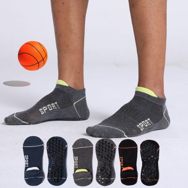 

38-43 men non-slip yoga sports fitness running socks professional cotton sports socks breathable running socks*, Black